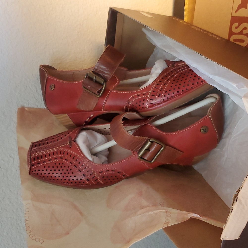 🦋NIB Pikolinos Red Leather Mary Jane Shoes - Picture 16 of 16